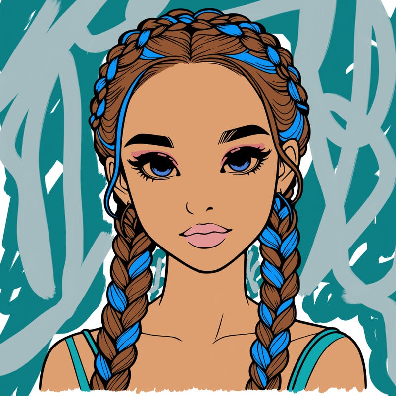 realistic girl with braids