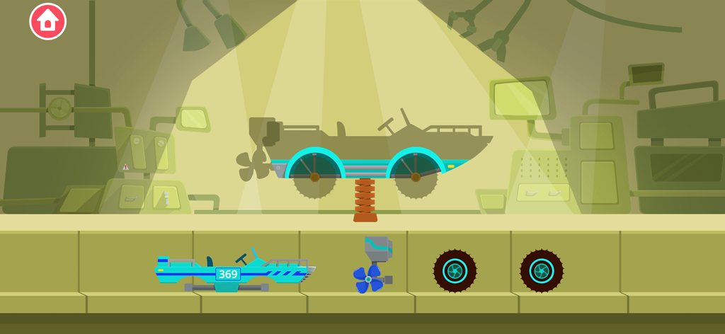 Truck Driver Games for kids - Vehicle assembly screen in a kids truck racing game