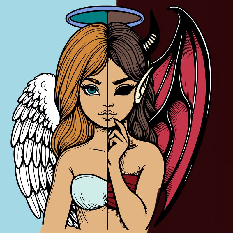 realistic angel half demon