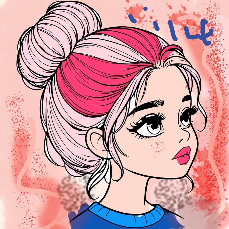 realistic girl with bun