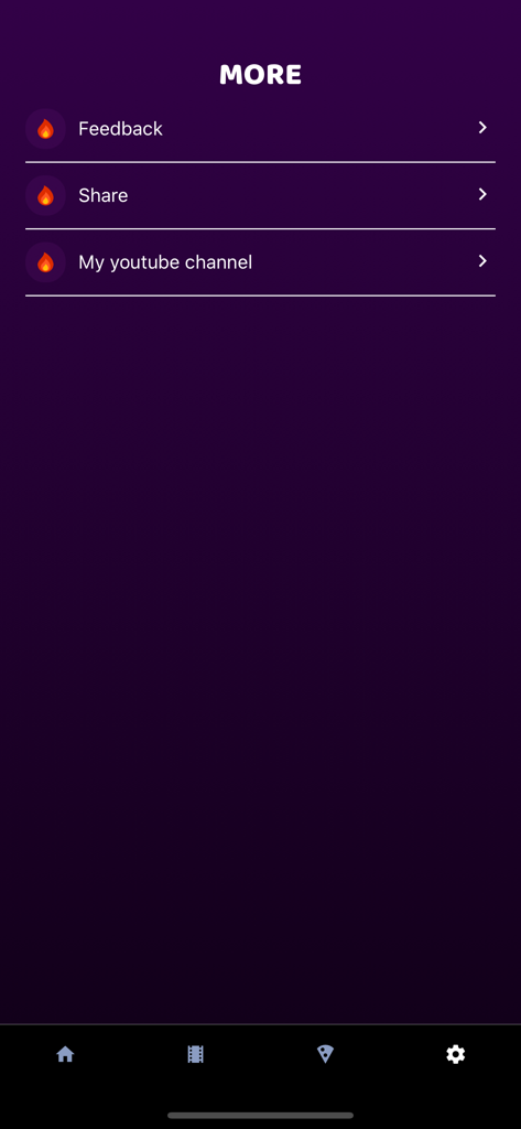 Pantalla de configuración de la aplicación ASMR Sound que muestra opciones de comentarios y compartir