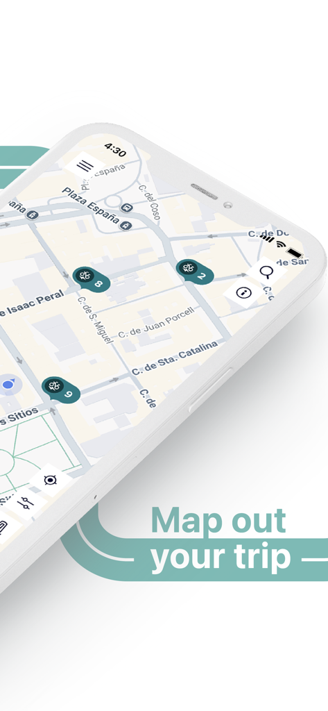 BiZi Zaragoza - Mapa interactivo de la app móvil BiZi Zaragoza que muestra la ubicación de las estaciones de bicicletas y la disponibilidad en tiempo real para la planificación de rutas