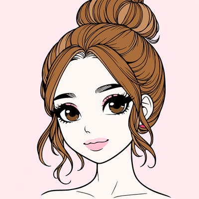 realistic pretty girl with hair in bun