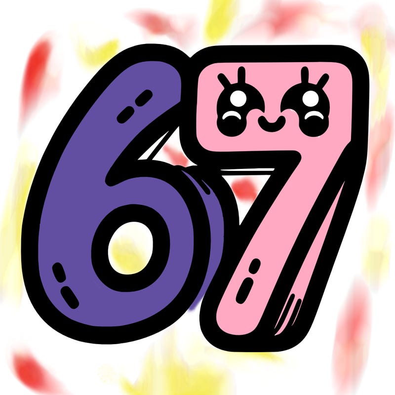 the numbers 67