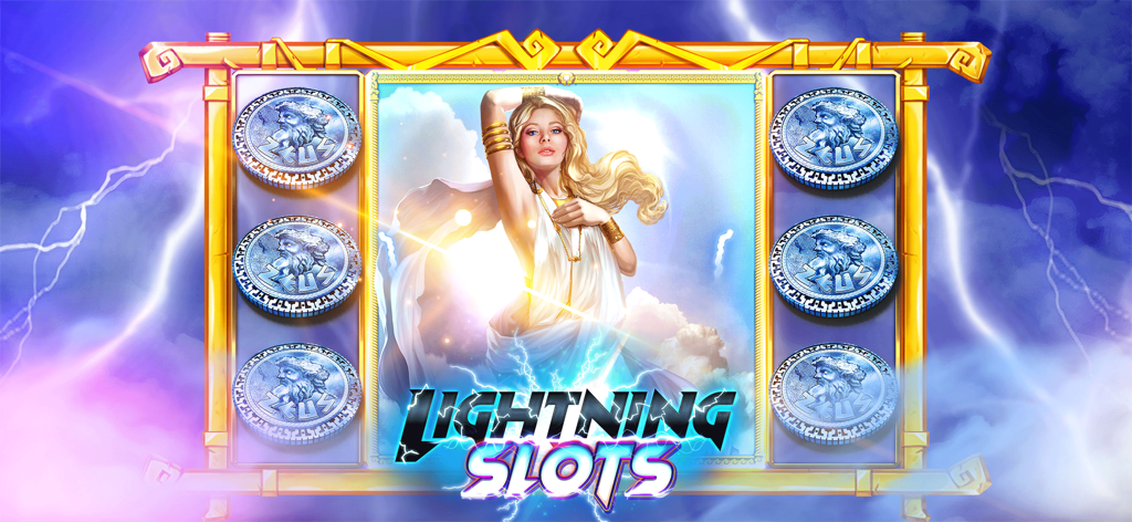 Pantalla del juego Lightning Slots con una diosa griega y monedas de Zeus