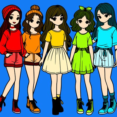a group of five girls