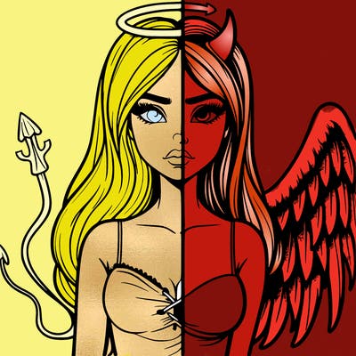 devil vs angel realistic girl