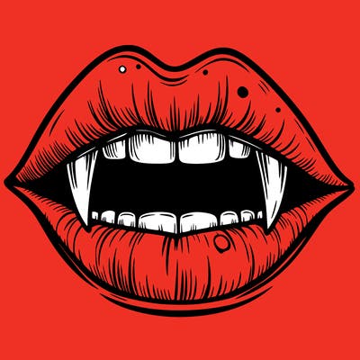 lips with vampire teeth