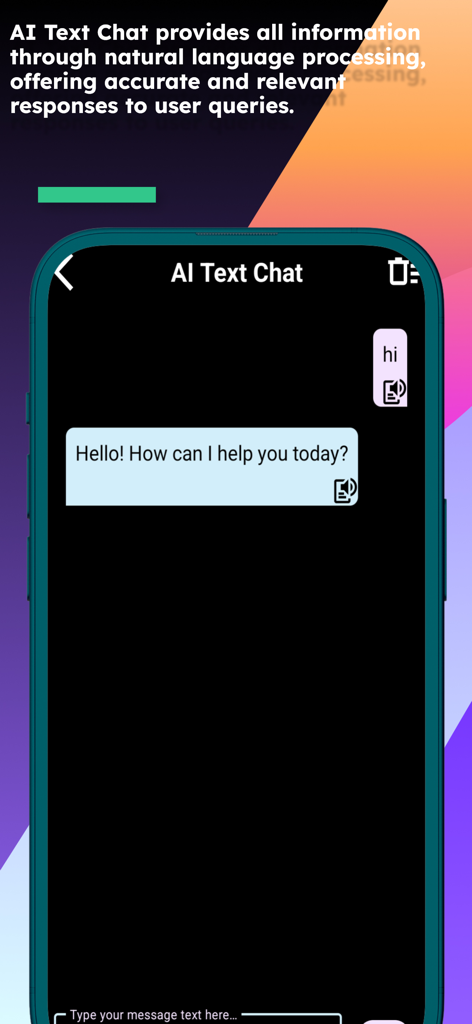 English Twi Translator - AI-Text-Chat-Oberfläche in der Englisch Twi Übersetzer App, die einen Gesprächsbildschirm zeigt
