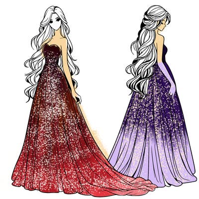 realistic woman with long flowing dress