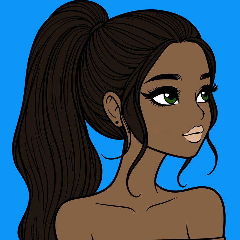 a beautiful and realistic girl with a high pony tail