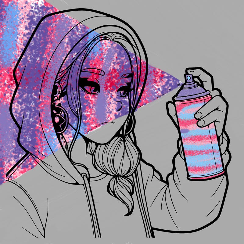 a realistic girl, spray painting