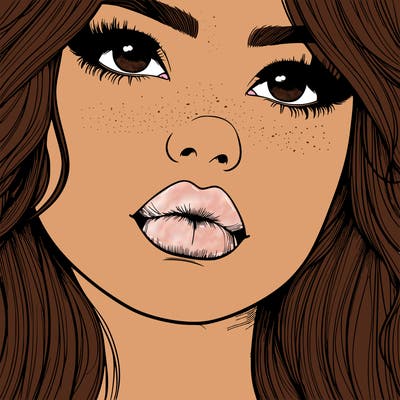 really realistic girl with lips