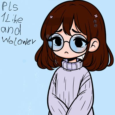 sad girl with glasses in a sweater