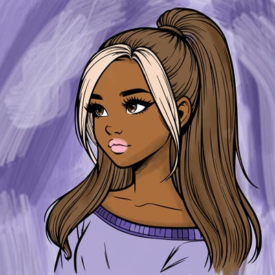 realistic girl with a high ponytail