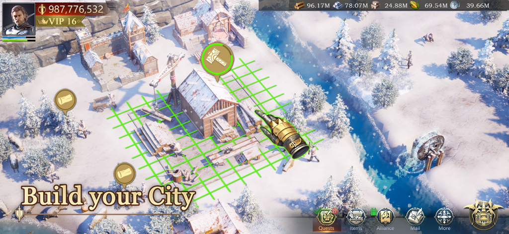 Game of Kings:The Blood Throne - Medieval city construction interface in Game of Kings The Blood Throne strategy game