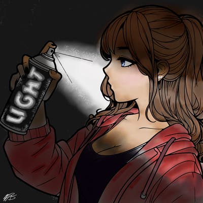 a realistic girl spray, painting
