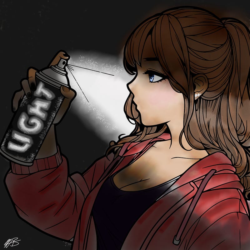 a realistic girl spray, painting