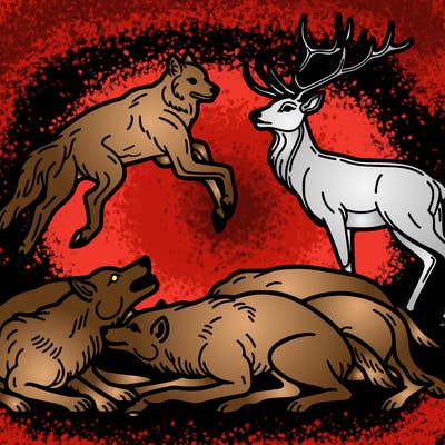 realistic deer being killed by wolves