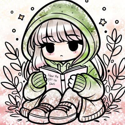 girl in oversized hoodie reading a book