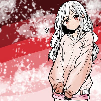 manga teen girl  in a sweater and baggy pants