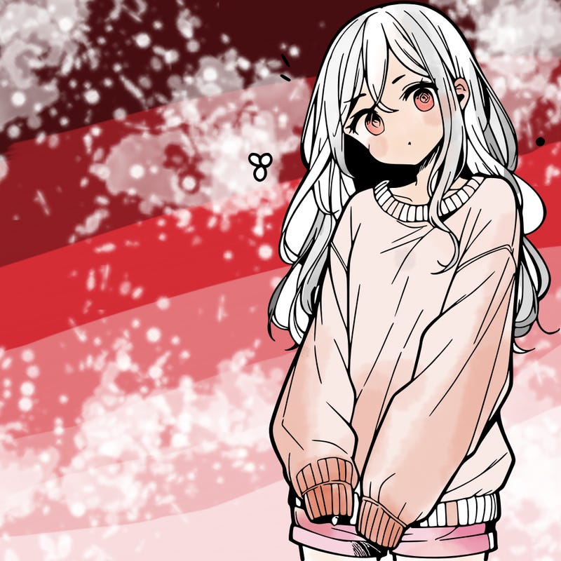 manga teen girl  in a sweater and baggy pants