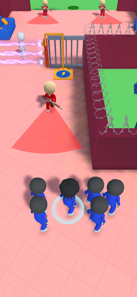 Prison Survival: Tap Challenge - Blue characters avoiding guard detection in Prison Survival Tap Challenge