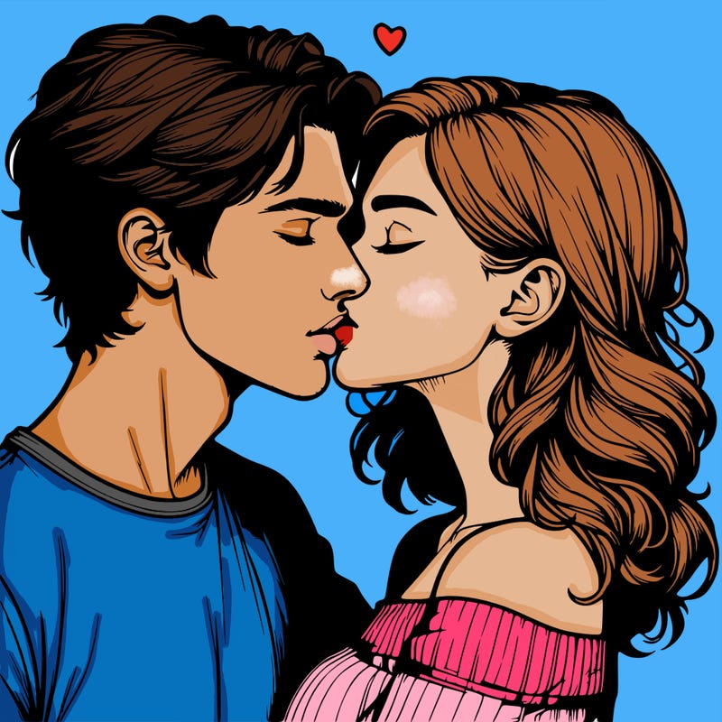 realistic couple kissing