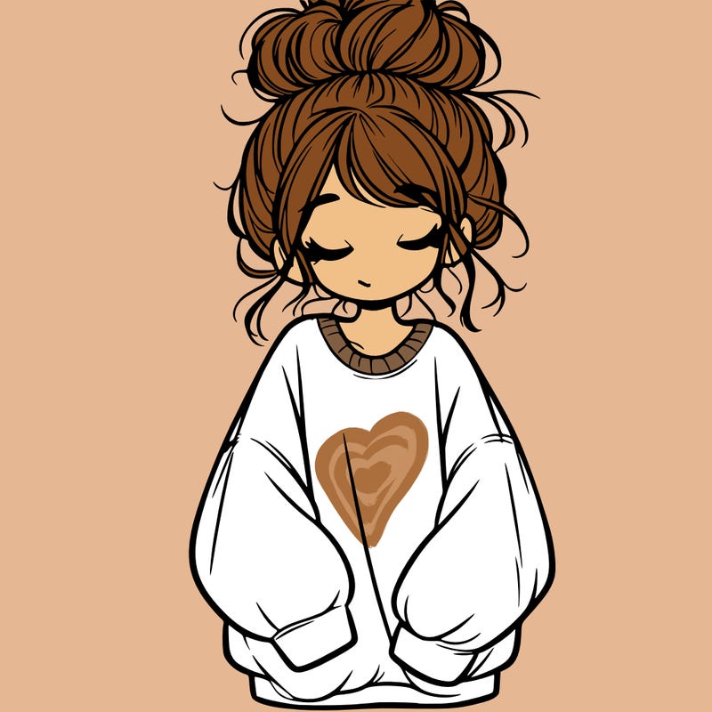 girl with baggy sweatshirt and messy bun
