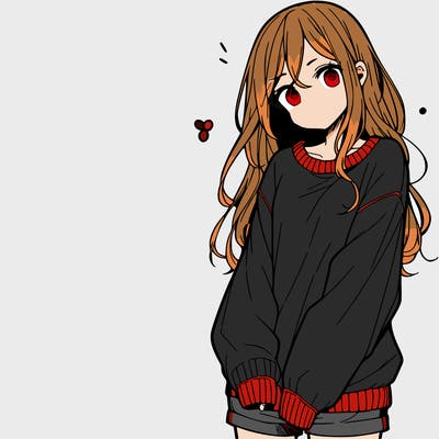 manga teen girl  in a sweater and baggy pants