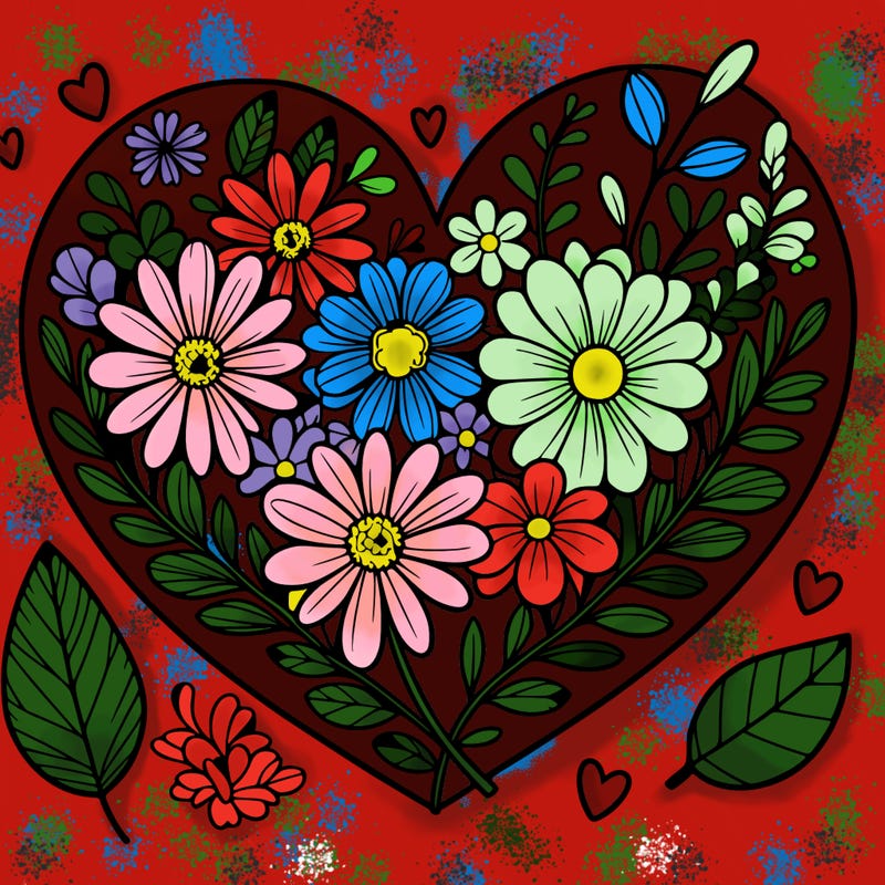 heart with flowers