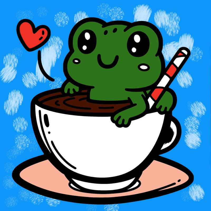 cute frog in a tea cup