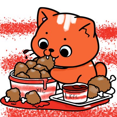 cat eating chicken nuggets