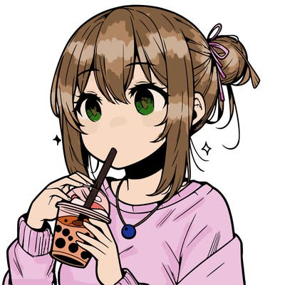 manga character drinking boba