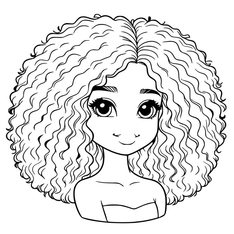 realistic girl with puffy hair