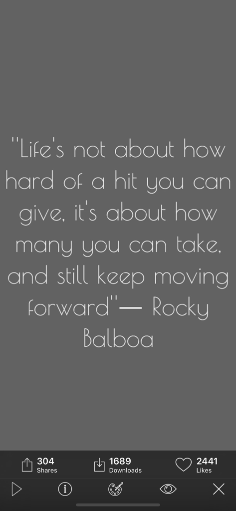 Kappboom - Cool Wallpapers - Motivational Rocky Balboa quote on a minimalist gray wallpaper background