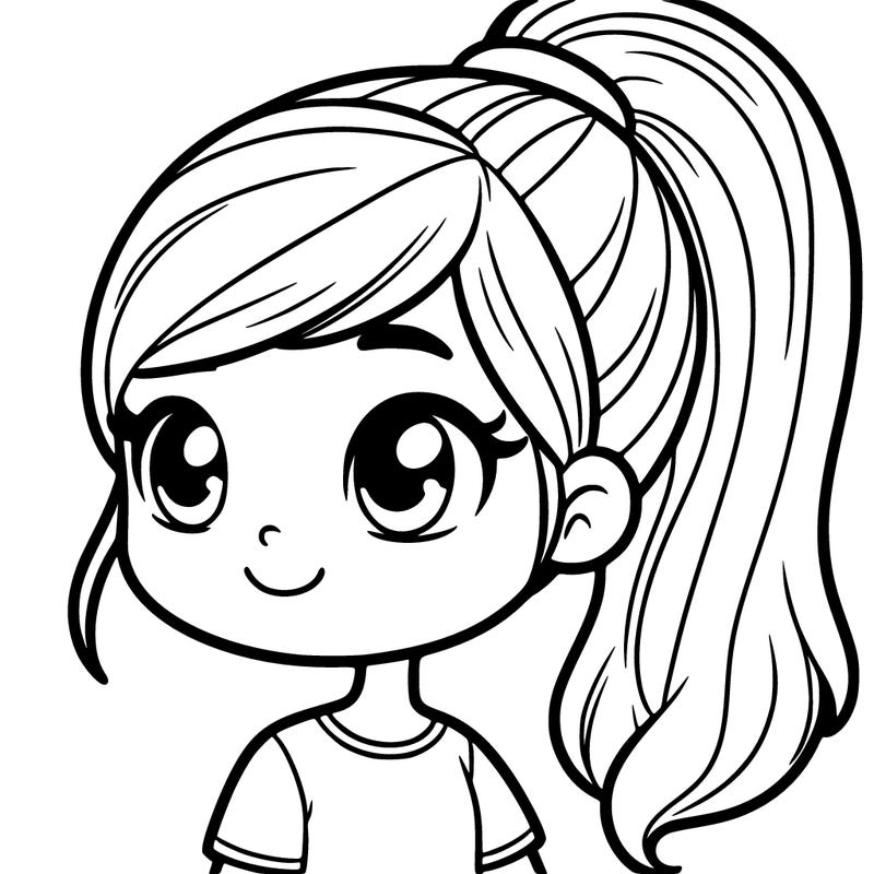 a girl with a ponytail
