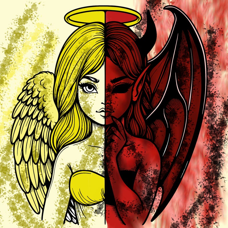 realistic angel half demon