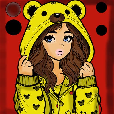 realistic girl in a animal pjs hoodie