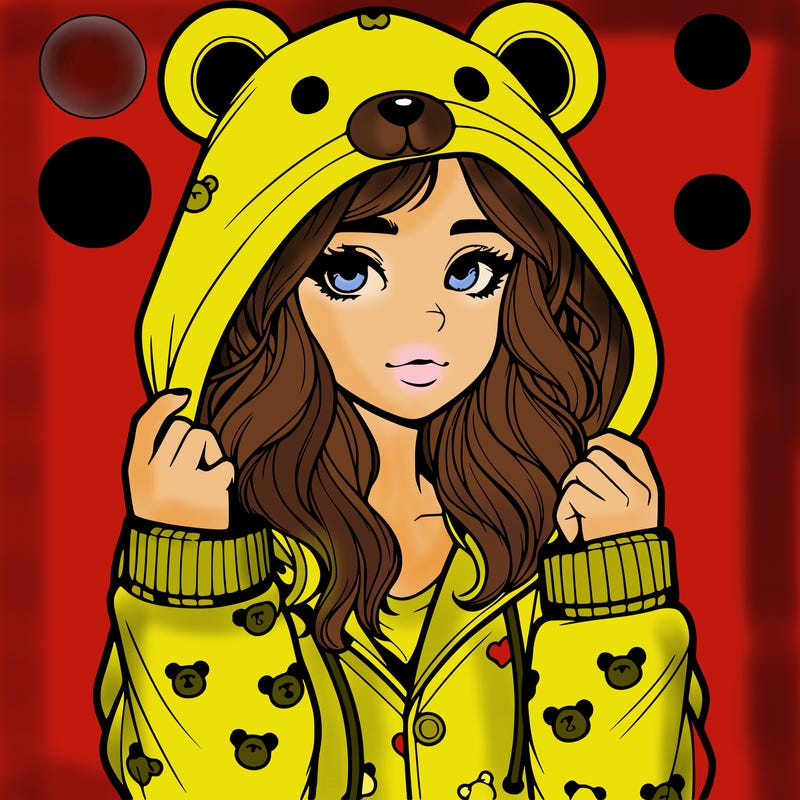 realistic girl in a animal pjs hoodie