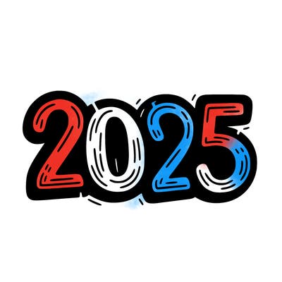 one line scrawled numbers sketch design “2025”