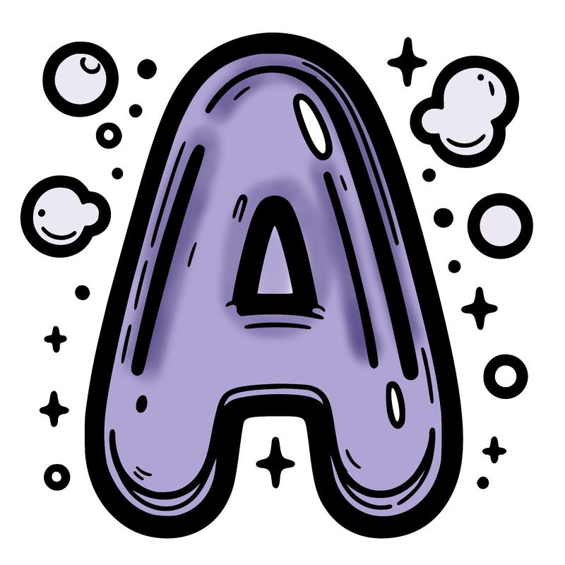 a bubble letter a
