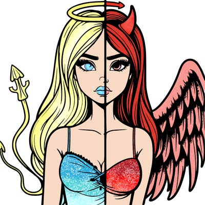 devil vs angel realistic girl