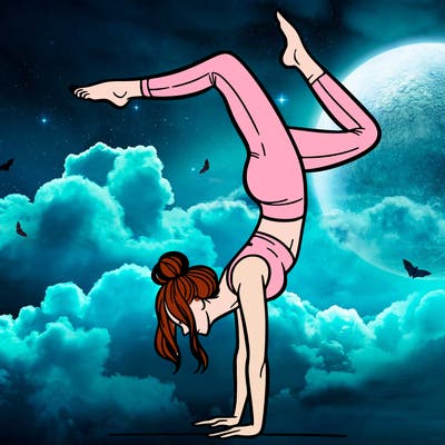 a woman doing a handstand