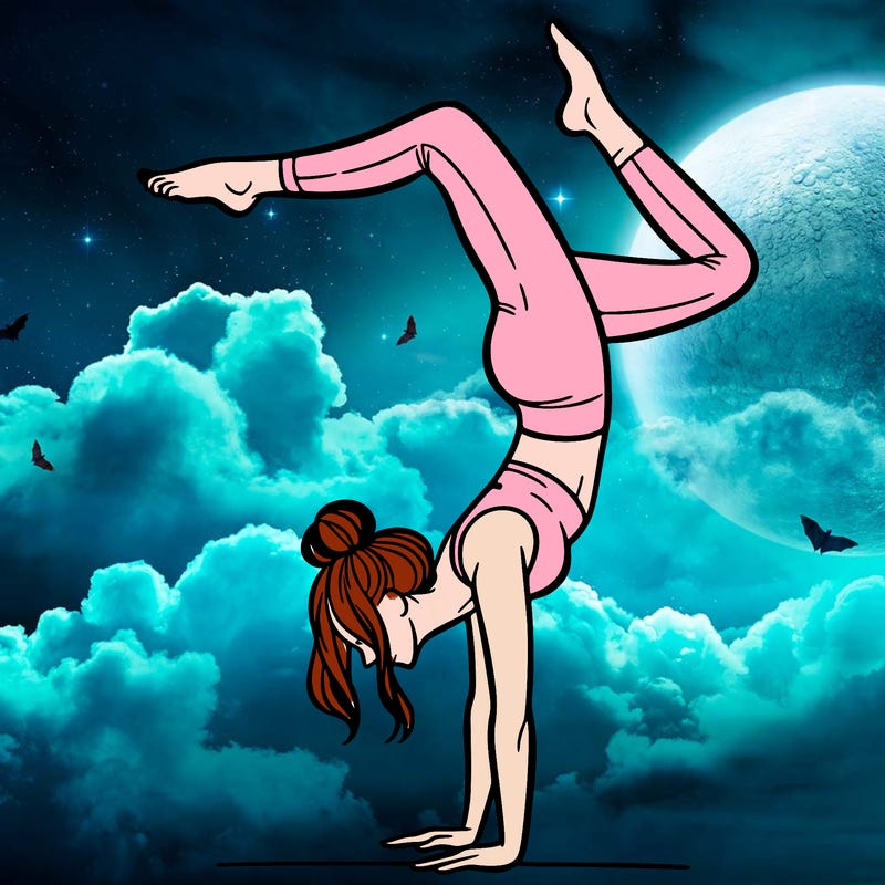 a woman doing a handstand