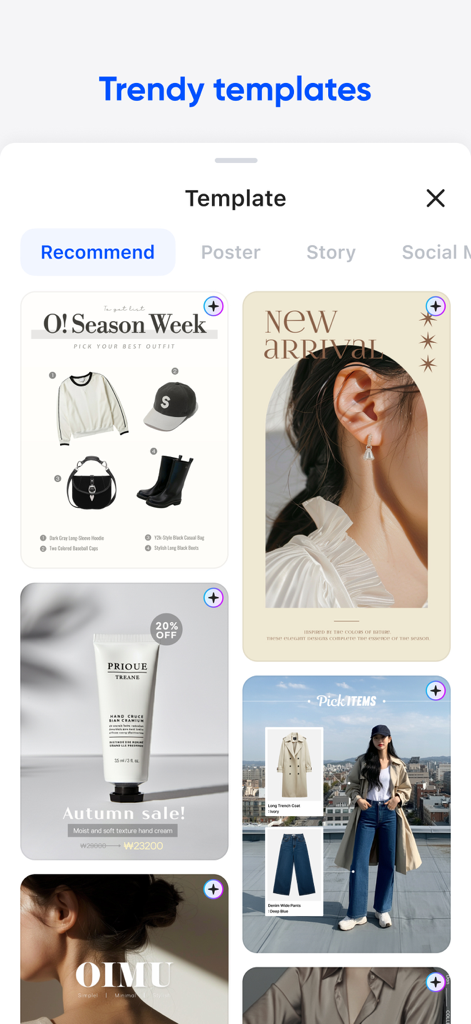 wikit -Easy Product Photo Edit - wikit アプリでの商品写真撮影用のトレンド編集テンプレートの選択