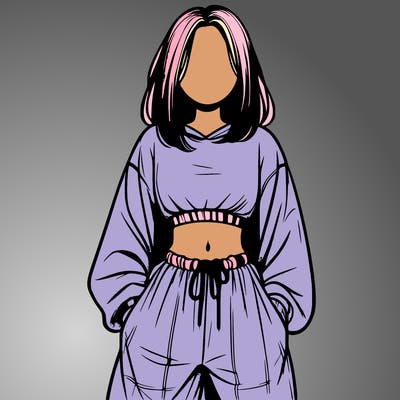 realistic girl faceless with baggy pants and a crop top