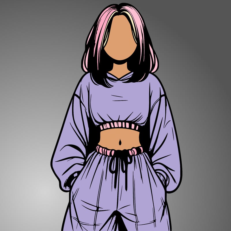 realistic girl faceless with baggy pants and a crop top