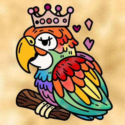 macaw with a crown