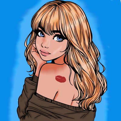 realistic girl with bangs looking over her shoulder